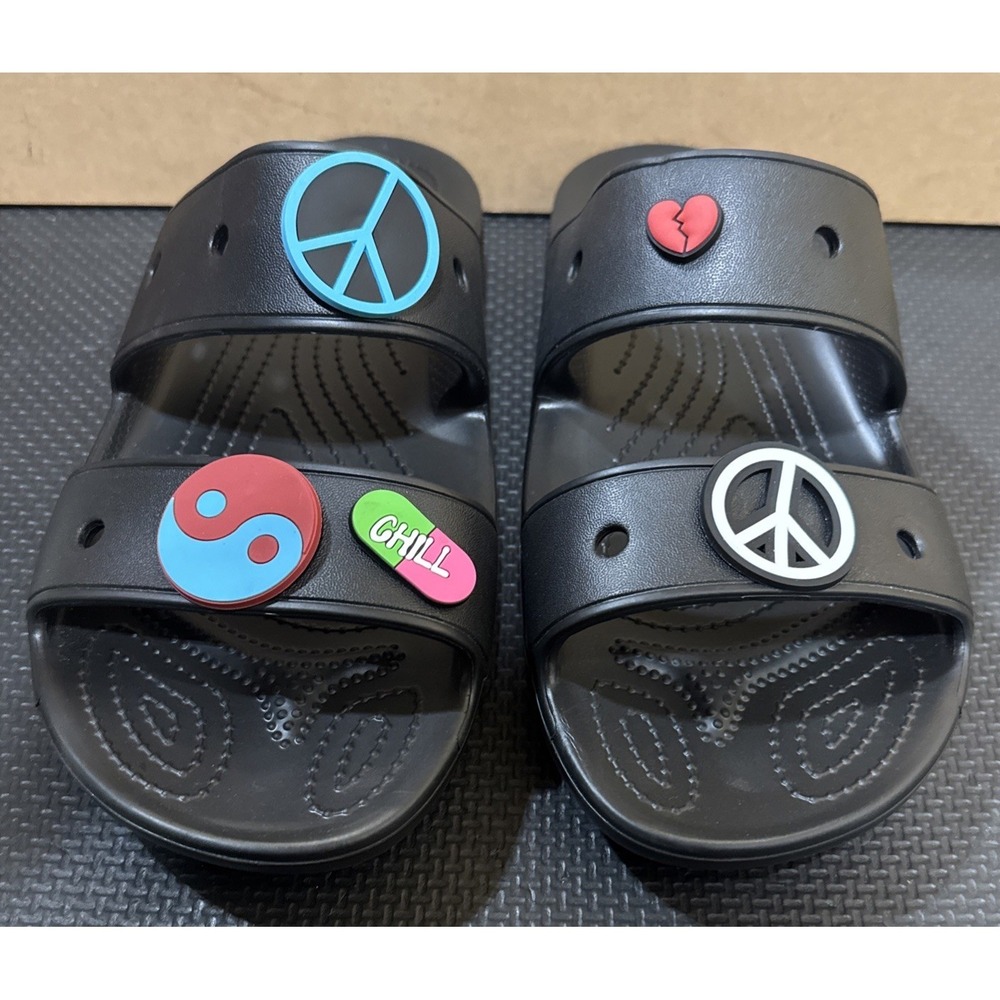 Crocs Classic Create Your Own Peace Sandals Slides | M 9 W 11 | Hippie Festival